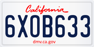 CA license plate 6XOB633