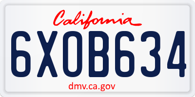 CA license plate 6XOB634