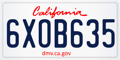CA license plate 6XOB635