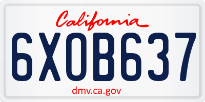 CA license plate 6XOB637