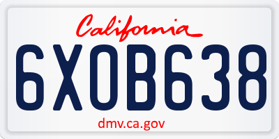 CA license plate 6XOB638