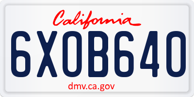 CA license plate 6XOB640