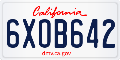 CA license plate 6XOB642