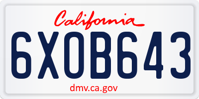 CA license plate 6XOB643