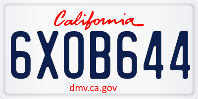 CA license plate 6XOB644