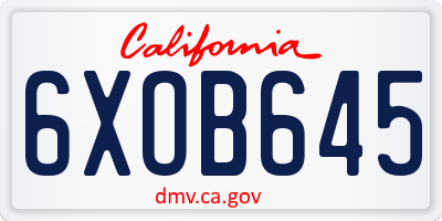 CA license plate 6XOB645