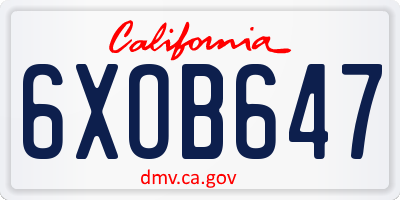 CA license plate 6XOB647