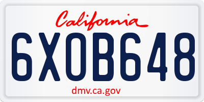 CA license plate 6XOB648