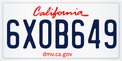 CA license plate 6XOB649