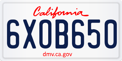 CA license plate 6XOB650