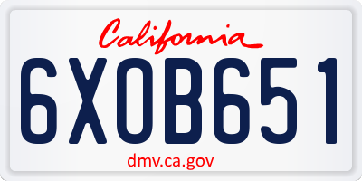 CA license plate 6XOB651