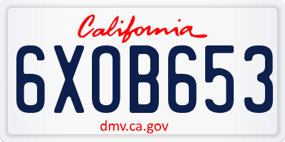 CA license plate 6XOB653
