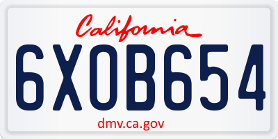 CA license plate 6XOB654