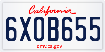 CA license plate 6XOB655