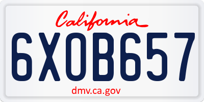 CA license plate 6XOB657