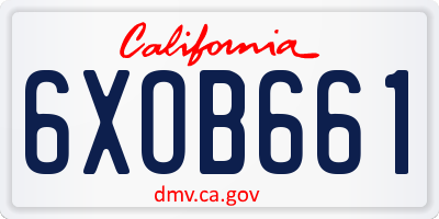 CA license plate 6XOB661