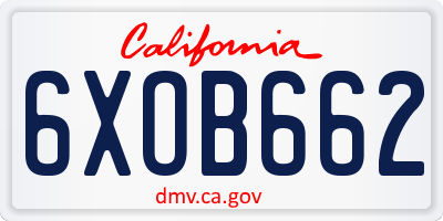 CA license plate 6XOB662