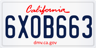 CA license plate 6XOB663