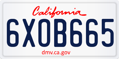 CA license plate 6XOB665