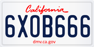 CA license plate 6XOB666