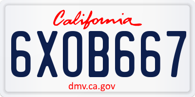 CA license plate 6XOB667