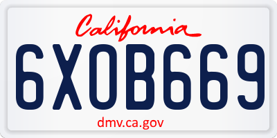 CA license plate 6XOB669