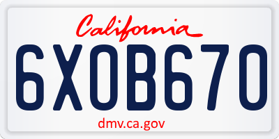 CA license plate 6XOB670