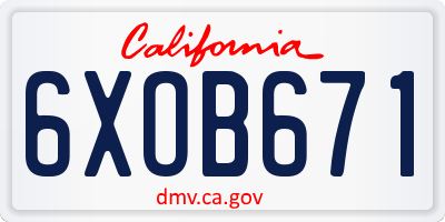 CA license plate 6XOB671