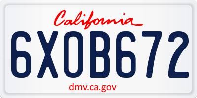 CA license plate 6XOB672