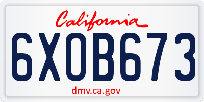 CA license plate 6XOB673