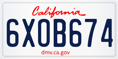 CA license plate 6XOB674
