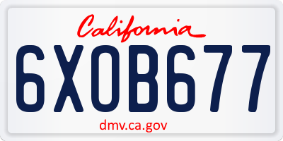 CA license plate 6XOB677