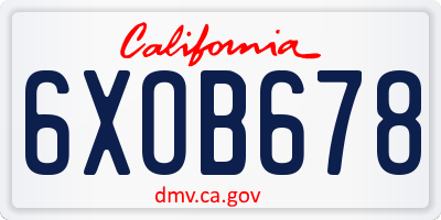 CA license plate 6XOB678