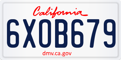 CA license plate 6XOB679