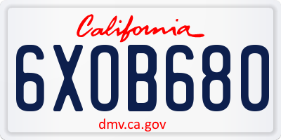 CA license plate 6XOB680