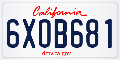 CA license plate 6XOB681