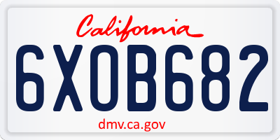 CA license plate 6XOB682