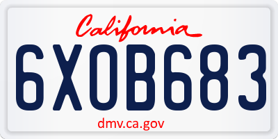 CA license plate 6XOB683