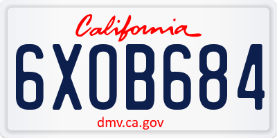 CA license plate 6XOB684