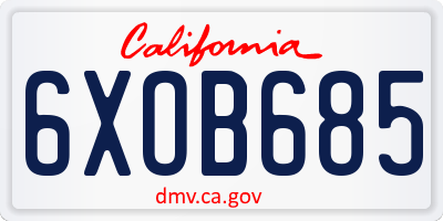 CA license plate 6XOB685