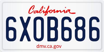 CA license plate 6XOB686