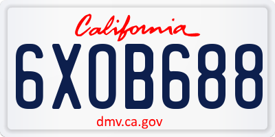 CA license plate 6XOB688