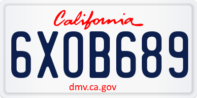CA license plate 6XOB689