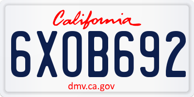 CA license plate 6XOB692