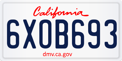 CA license plate 6XOB693