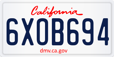 CA license plate 6XOB694