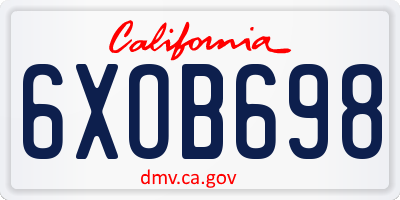 CA license plate 6XOB698