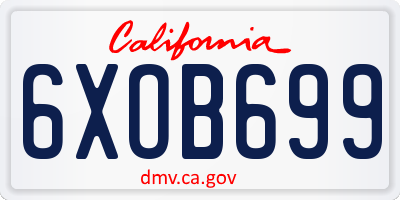 CA license plate 6XOB699
