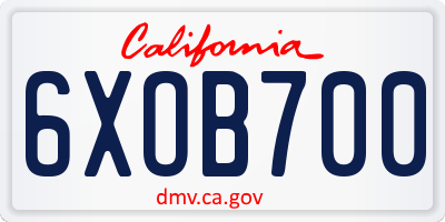 CA license plate 6XOB700