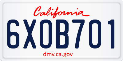 CA license plate 6XOB701